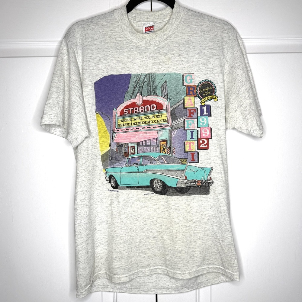 Vintage Soffe Shirts Shirt Mens Large Gray Graffiti 1992 Strand Car Graphic Tee